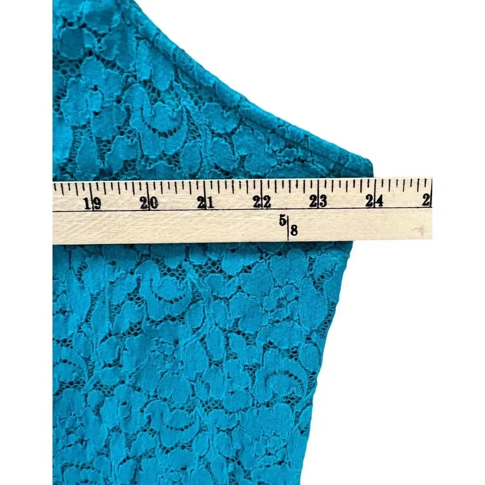 Lane‎ Bryant Tank Top Womens Plus 22-24 Teal Green Floral Lace Feminine Layering - Picture 6 of 8